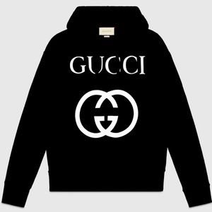 Gucci Signature GG Hoodie Black Cotton Hooded Sweatshirt